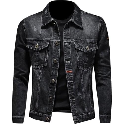 Winter warm denim jacket men thick fleece lining Japanese and Korean denim jacket jacket
