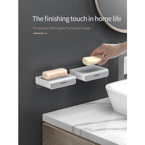 Soap Box Suction Cup Wall-Mounted Creative Drain Rack Household Countertop Double-Layer Bathroom Non-Perforated Soap Holder