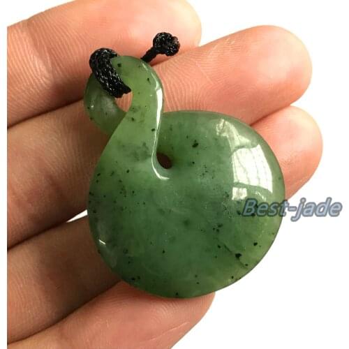 Natural Green Nephrite Twist pendant Maori NZ POUNAMU Necklace Canadian jade Aquaman Greenstone
