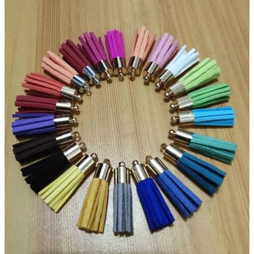 New Fashion Copper Cap Leather Tassel Cellphone Straps Jewelry Fiber Fringe Mini Suede Tassel DIY Pendant Findings 10 Piece