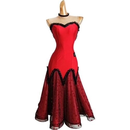 2020 New Sexy Ballroom Dance Dresses High Quality Sleeveless Flamenco Dancing Skirt Women Cheap Stage Waltz Ballroom Dress