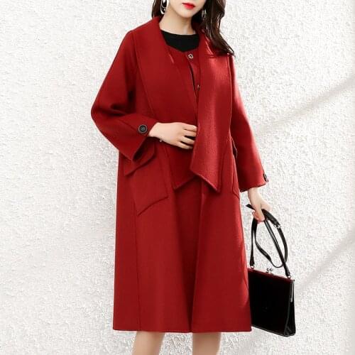 Double spring new red scarves cashmere coat female 2020 han edition of popular woollen coat against long season