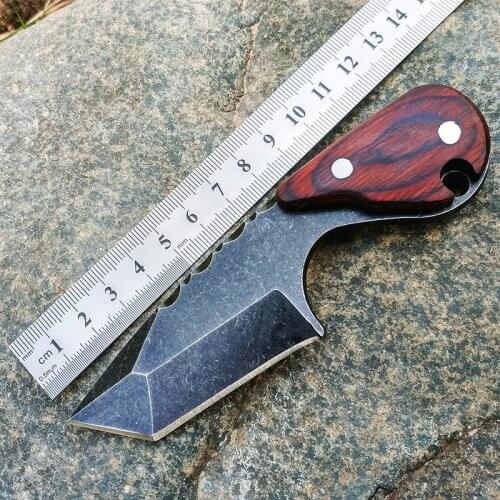 EDC Small Fixed Blade Knives Full Tang Tactical Knife Thick Stonewash Blade 57 HRC 3 Styles