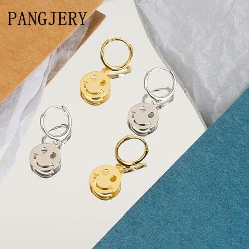 PANGJERY Prevent Allergy 925 Sterling Silver Earrings for Women INS Fashion Creative Chic Smiley Face Party Jewelry Gifts