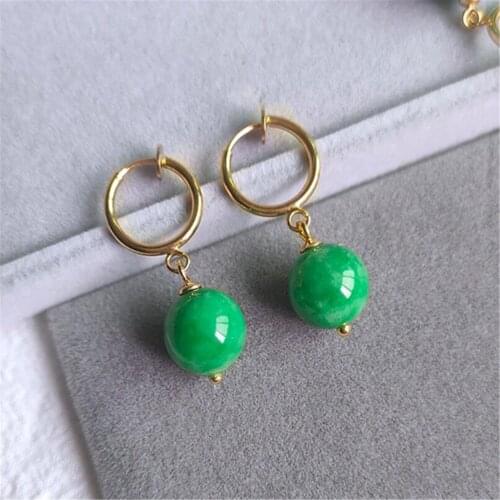 A pair Jade Chrysoprase Gemstone DIY Earrings 18K Ear hook Fashion Accessories Handmade Irregular Aurora Luxury Charming Popular