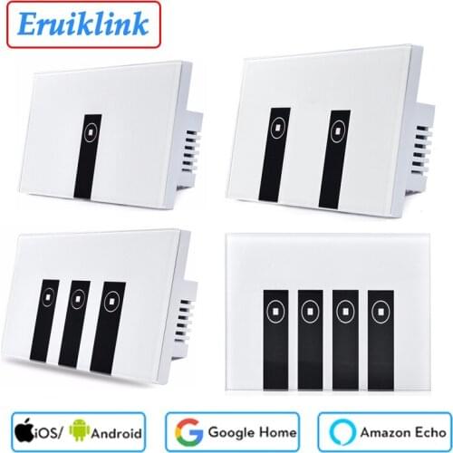 Ewelink 1/2/3/4 Gang APP Wifi Remote Control Switch,Touch Wall Light Switch Tempered Glass Panel Work with Alexa, Google Home
