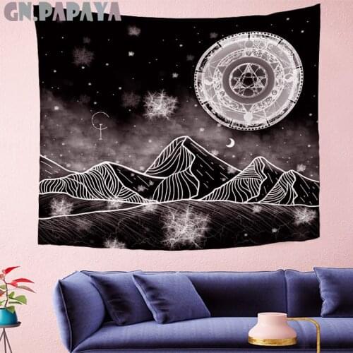Landscape mountain wall hanging Hippie Tapestries Psychedelic artical moon Wall carpet black Abstract art gobelin Home Decor new