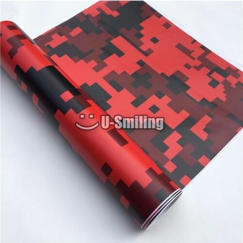 Pixel Red Camouflage Vinyl Film Roll Car Sticker Foil Sticker Sheet Bubble Free Bike Console Computer Skin