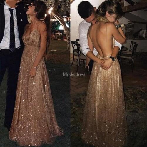 Sparkly Prom Dresses 2020 Spaghetti Backless Special Occasion Dress Stylish Formal Party Evening Gowns Cheap Hot Vestidos