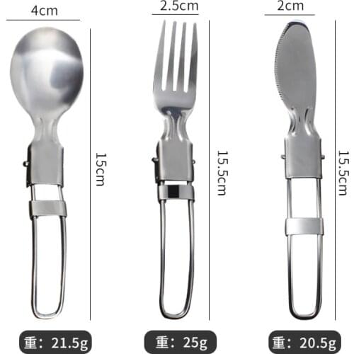 Stainless steel portable folding spoon, knife and fork, outdoor picnic trip, folding spoon, student tableware