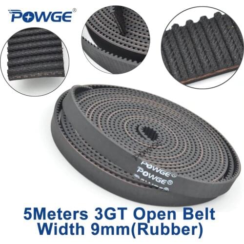 POWGE 5meters GT 3MGT 3GT Open Synchronous Timing belt 3GT 9 Width 9mm 3GT-9 Rubber 3KC GT3 pulley Small Backlash 3D printer