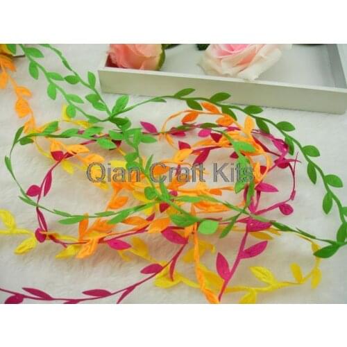 50 yards Cut Out Leaves Ribbon 1" mixed colors for home decor projects, spring wedding bouquets handmade cards