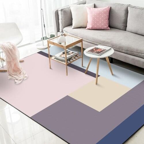 Pink Blue Grey Geometric Large Area Rug and Rug Nordic Minimalist Rug, Suitable for Living Room Bedroom Bedside Sofa Floor Mat