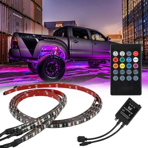 New 90*120cm 4x RGB LED Strip Under Car Tube Underglow Underbody Neon Light Kit With Remote Control DC12V