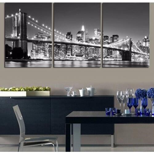 New York Brooklyn bridge 3pcs Triptych full square diamond painting cross stitch 5d diamond embroidery mosaic Wedding decoration