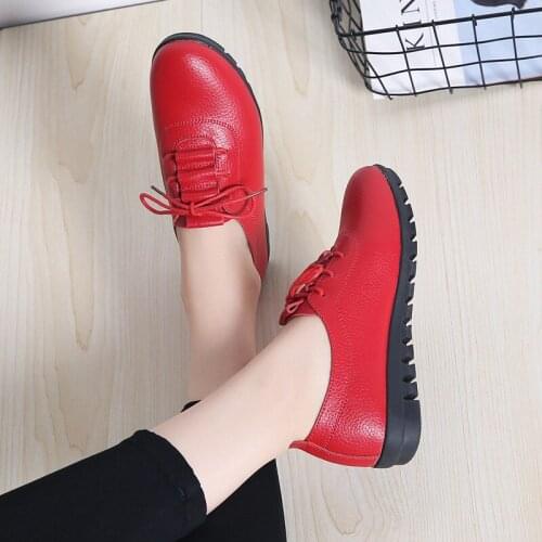 Genuine Leather Pumps Lace-up Casual All-Matching Fashion Sneakers 2021 Autumn and Winter New