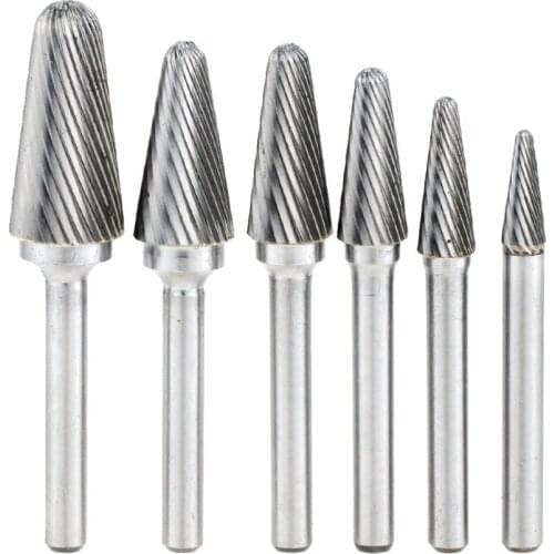 Tungsten Steel Hard Rotary Alloy Metal Grinding Head 1pcs Boring Cutter L-type Conical Dome Rotary Files