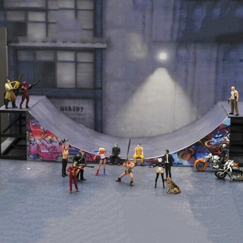1/64 Skatepark U-shaped track Sports scene model For doll parts Car model Accessories Character display kids boys toys gift show