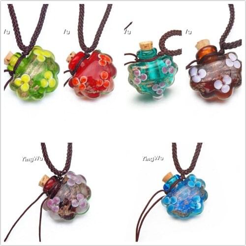 Yingwu Ladies Fashion Crystal Flower Shaped Woven Ropes Necklaces & Pendants For Women Gift Perfume Glass Bottles Necklace