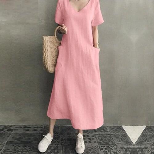 ZANZEA Summer Linen Dresses China