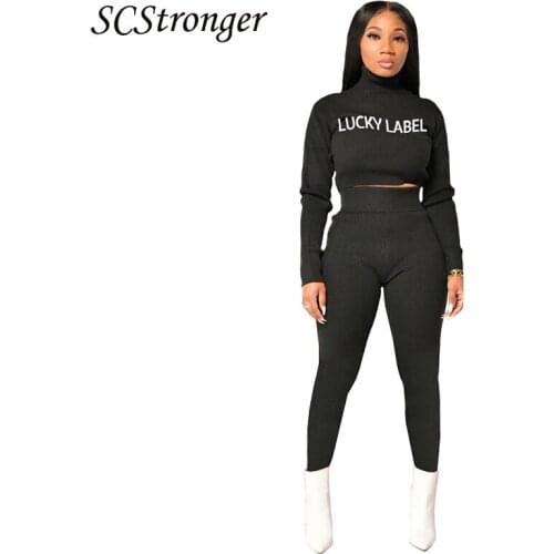 SCSTRONGER Autumn Womens Embroidered Blouse With Depression Stripe High Neck High Waist Trousers Two Piece Ensemble Femme 2021