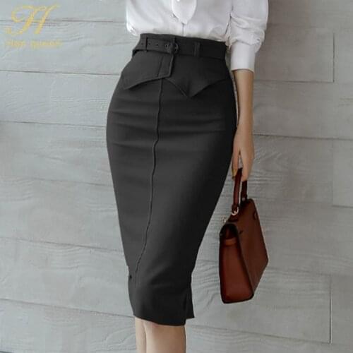 H han queen 2021 New Office Lady High Waist Pencil Skirt Womens Elegant Skirts Office Lady Sheath Bodycon Business Casual Skirt
