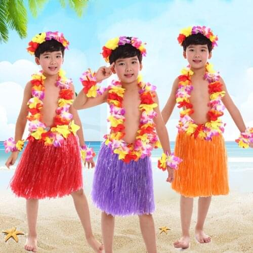 1Pcs Single Layer Women Hawaiian Hula Skirt Suit Lady Dance Grass Dress Adult Hawaii Beach Festive Party Supplies