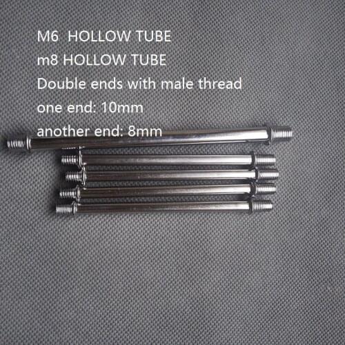 10pcs/lot M6 M8 Double Head Pipe Male Threaded hollow tube Tooth Tube 10mm Alloy Plating DIY Lighting connection Tube