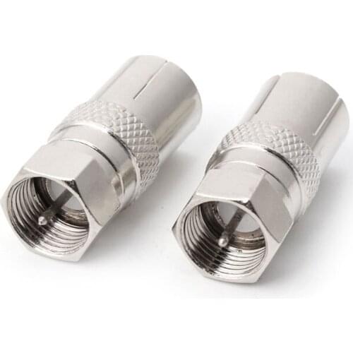 2Pcs F Type Male Plug Connector Socket to RF Coax TV Aerial Female RF Adapters H054