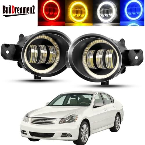 2 X Angel Eye Fog Light Assembly For Infiniti M45 2008 2009 2010 Car Right + Left LED Lens Fog Daytime Lamp DRL 30W H11 12V