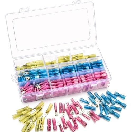300PCS Assortment Male & Female Electrical Wire Splice Butt Waterproof Connectors Heat Shrink Crimp Terminals Kit AWG26-10