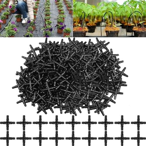 20/50 PCS 1/4 Inch Barbed 4 Way Cross Connector Fit 4mm/7mm Tube for Garden Greenhouse Micro Irrigation Pipe Accessories