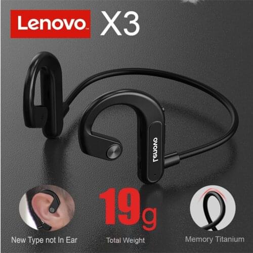 Lenovo X3 Wireless Bluetooth Earphone Bone Conduction Sport Headset IPX5 Waterproof Neckband with Mic Noise Cancelling Earbuds