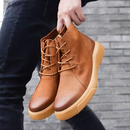 Boots cuero shoe hombre leisure black hot slip zapatos casual genuine leather para sale botas coturno dress spring sports de on