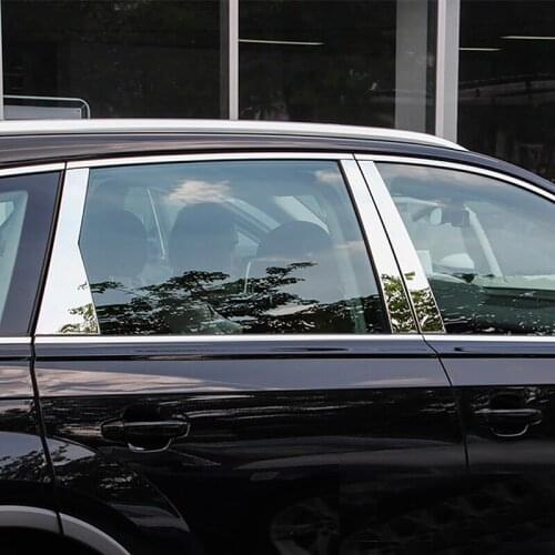 Loyalty for Audi Q7 2016 2017 2018 Door Window Middle Column Cover Trim Decoration Silver Car Accessories Auto Styling