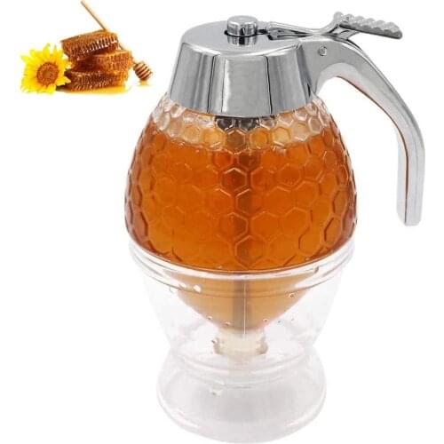 Honey Dispenser Squeeze Bottle Honey Jar Container Bee Drip Dispenser Kettle Storage Pot Stand Juice Syrup Cup Honey Distributor