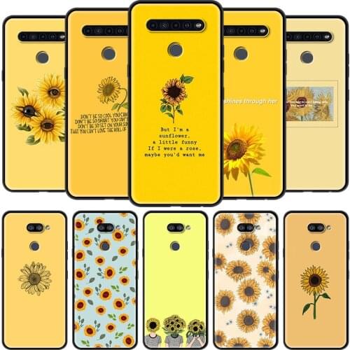 Phone Case for LG K41s K61 G6 K40 K51 G8 K50s K40s G7 K52 K31 K62 K71 Q51 Q60 Q61 Black Shell Cover Sunflower flower