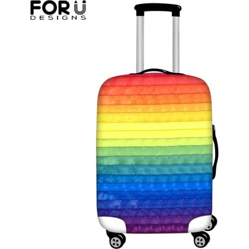 FORUDESIGNS Thicken Luggage Protective Cover Rainbow Color Stripe Pattern Travel Suitcase Dustproof Cover Trolley Peotector