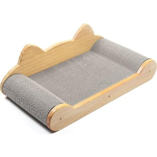 Cat Scratch Board Corrugated Cat Scratch Board Wood Cat Bed Cat Sofa Anti-Scratch Grinded Paws Toy Send Catnip