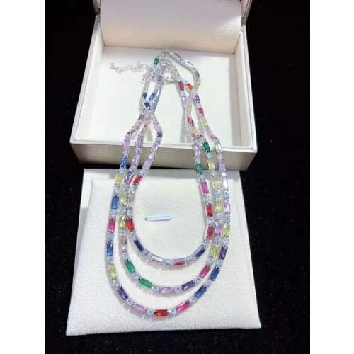 Hot sell 43cm shiny colorful micro inlay zircon choker necklace fashion jewelry