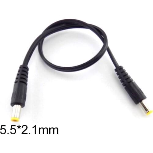 30cm DC Power Supply Cable Male to Male Extension Cords CCTV Connector Adapter 5.5x2.1mm Plug