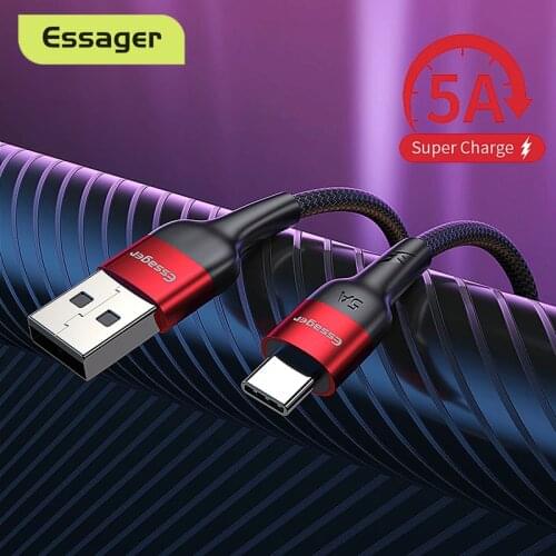 Essager 5A USB Type C Cable For Huawei P30 P20 Mate 20 Quick Charging USB-C Cable Fast Charger Type-C Data Wire Cord for Samsung