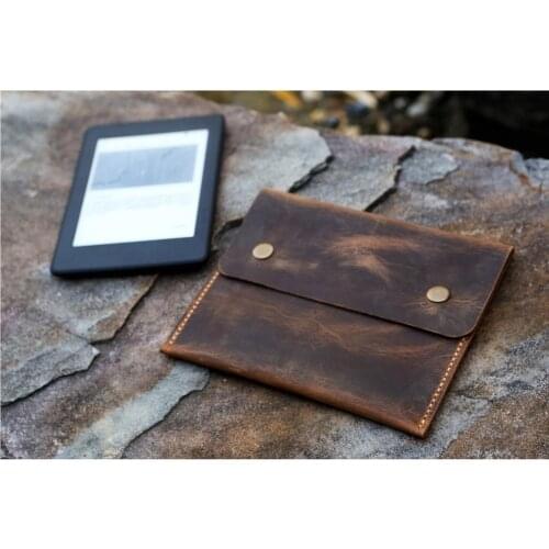 Personalized leather kindle oasis 2 case sleeve simple rustic real leather sleeve for Kindle new oasis free engraving