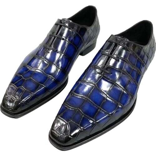 Hongsen male crocodile Casual shoes fashion Brush color crocodile belly business Fashion men dress shoes Pure manual