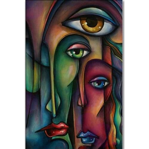 Round/square diamond painting woman face colorful abstract art cross stitch diamond mosaic for home decoration mural
