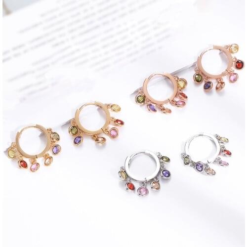 Small Circle Hoop Earrings for Women Gift 2021 Colorful CZ Cryatl Gold Silver Plated Earrings Female Luxury Jewelry Accessories