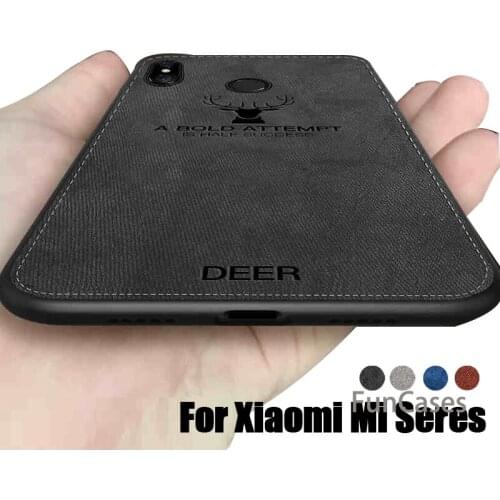 Soft TPU edge Canvas Embossed Deer Phone Case For Xiaomi pocophone poco f1 mi8 mi 8 mi6 mi5 6 5 max 3 2 Case Soft Cloth Cover