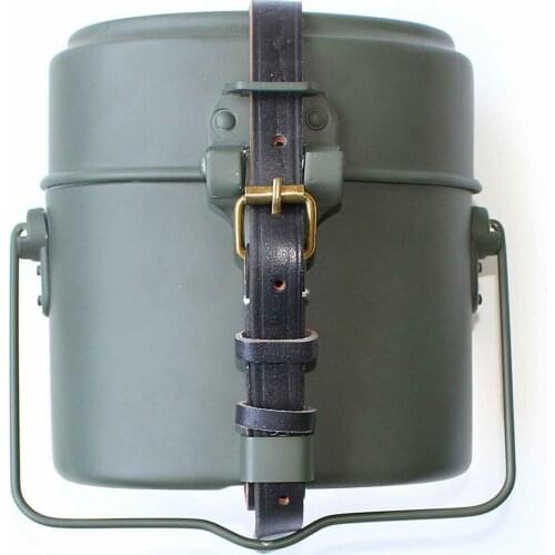 WWII GERMAN ARMY SOLDIER M31 MESS TIN CANTEEN WITH LEATHER STRAPS CLASSICAL REPRO WW2 World military Store