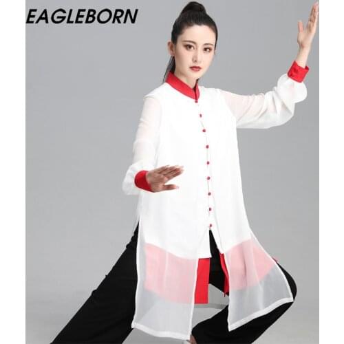New Traditional Chinese Clothing for Women Tai Chi Uniform Kung Fu Outfit Tai Chi Clothing White Classic Veil Tai Chi Uniforms
