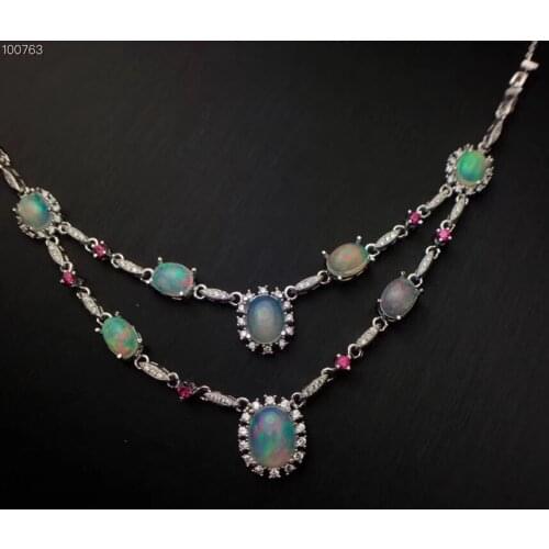 New Arrival Real and Natural Opal Pendant 925 sterling silver Fine jewelry Natural And Real Opal Necklace